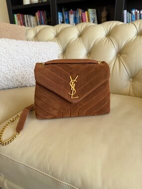 Brown Quilted Chain Crossbody Bag